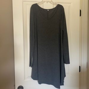 Charcoal colored long sleeve dress.